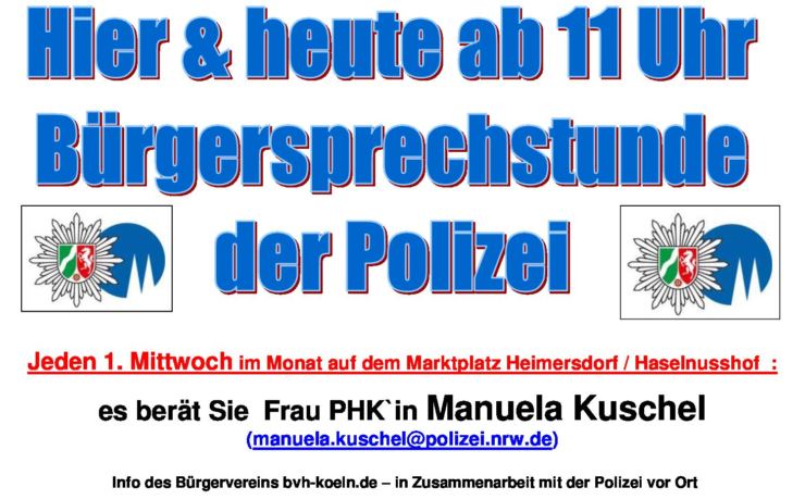 Regelmäßiges Beratungsangebot der Polizei auf dem Marktplatz Heimersdorf